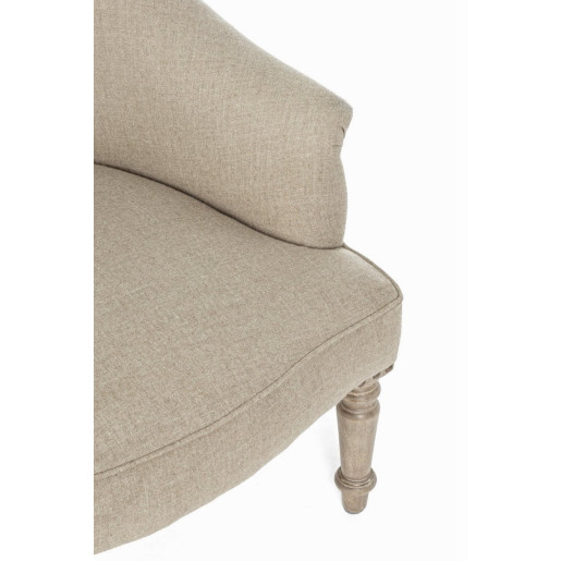 Canapea 2 locuri picioare lemn tapitata cu stofa bej alb Nadalet 130 cm x 74.5 cm x 75.5 h x 37 h1 x 52 h2