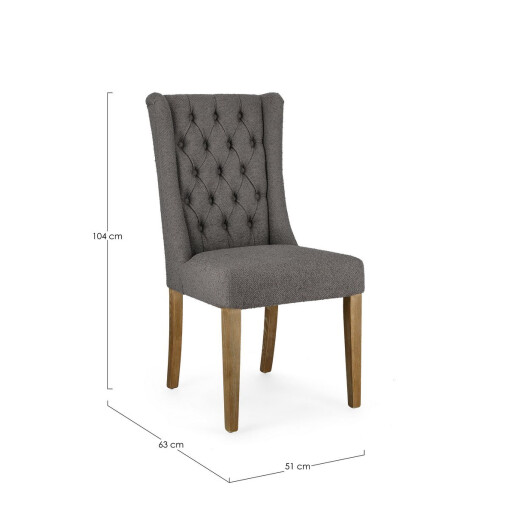 Set 2 scaune lemn maro textil gri Columbia 51x63x104 cm