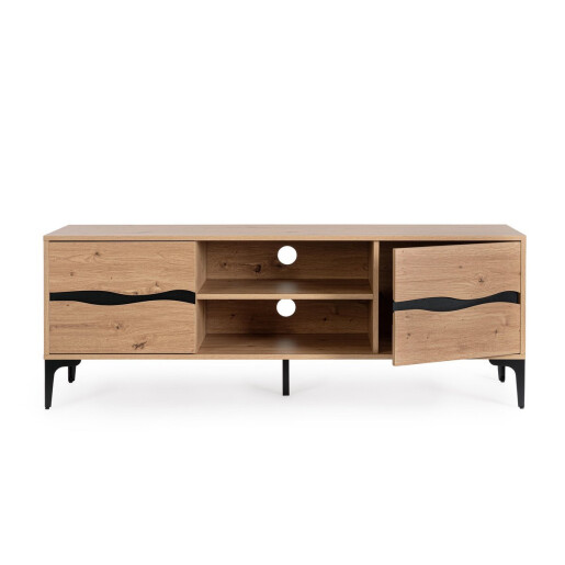 Comoda TV mdf natur otel negru Melys 140x40x52h