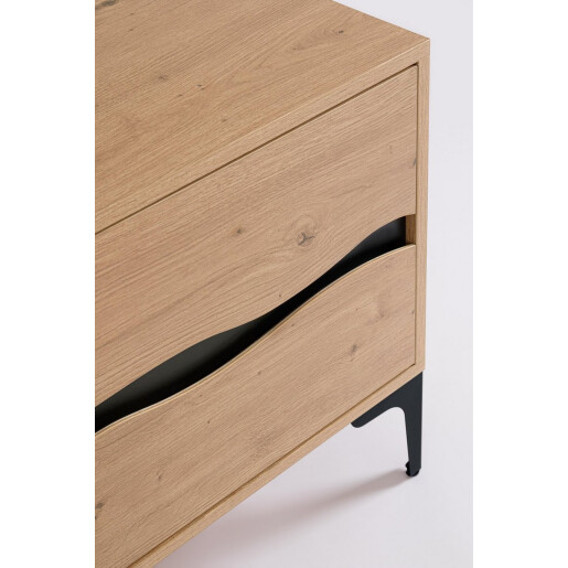 Comoda TV mdf natur otel negru Melys 140x40x52h