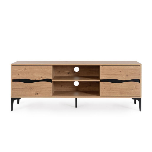 Comoda TV mdf natur otel negru Melys 140x40x52h