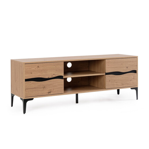 Comoda TV mdf natur otel negru Melys 140x40x52h