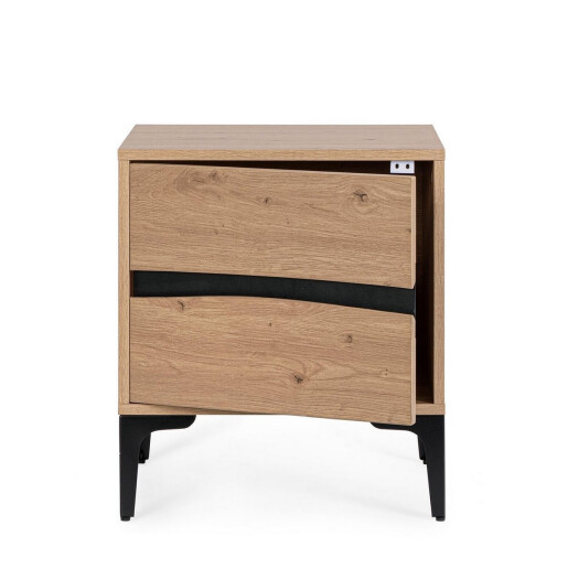 Noptiera mdf natur otel negru Melys 45x40x52h