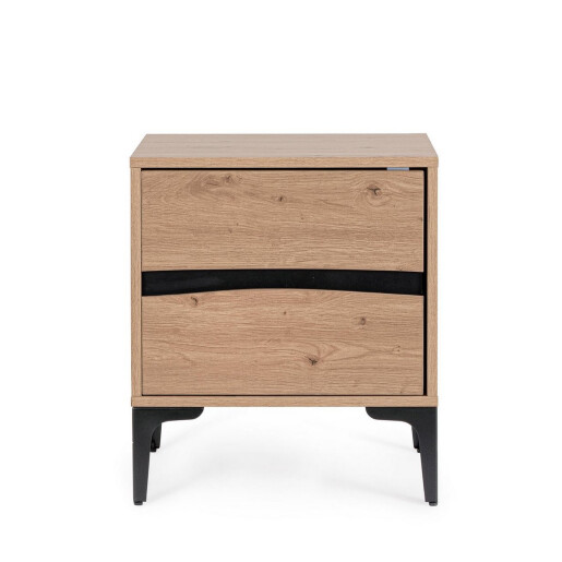 Noptiera mdf natur otel negru Melys 45x40x52h