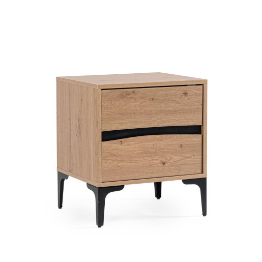 Noptiera mdf natur otel negru Melys 45x40x52h