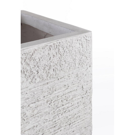 Set 3 ghivece flori fibra sticla alba Graffiti 26x26x60h/ 33x33x70h/ 40x40x77h