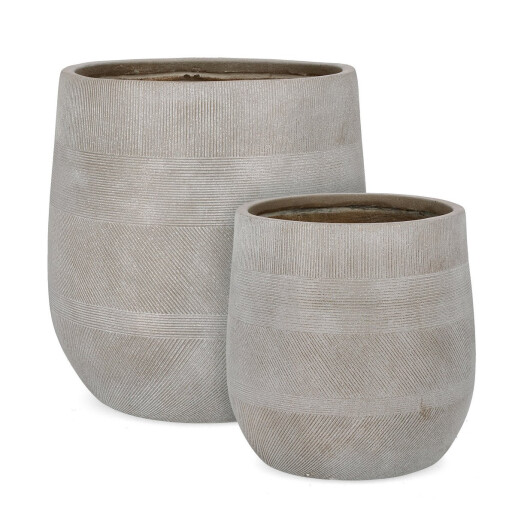 Set 2 ghivece flori fibra sticla bej Rigo Ø43.5x43.5h; ø57x57h