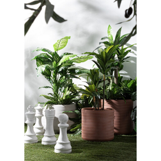 Set 4 ghivece flori fibra sticla caramizie Tressage Ø24x24h; ø30x30h; ø36x36h; ø43x43h