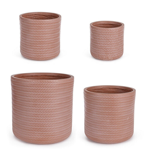Set 4 ghivece flori fibra sticla caramizie Tressage Ø24x24h; ø30x30h; ø36x36h; ø43x43h