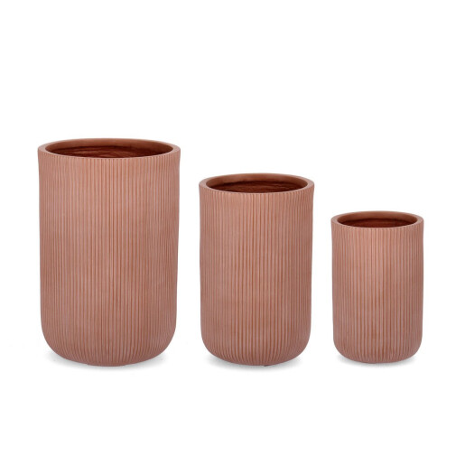 Set 3 ghivece flori fibra sticla caramizie Tressage Ø24,5x36,5h; ø30,5x47,5h; ø37,5x55,5h