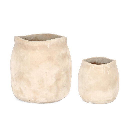 Set 2 ghivece flori teracota maro Minh Ø33x32h; ø47x49h