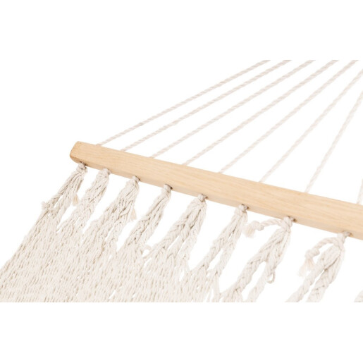 Hamac bumbac poliester alb lemn natur Milor 200x100 cm