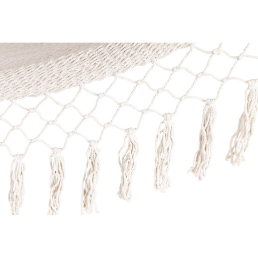 Hamac bumbac poliester alb lemn natur Milor 200x100 cm