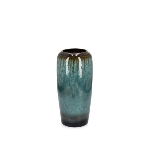 Vaza flori teracota glazurata verde maro Coira Ø26x50h