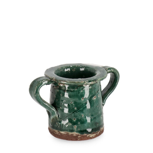 Vaza flori teracota verde maro Rune 15x9,5x9,5h