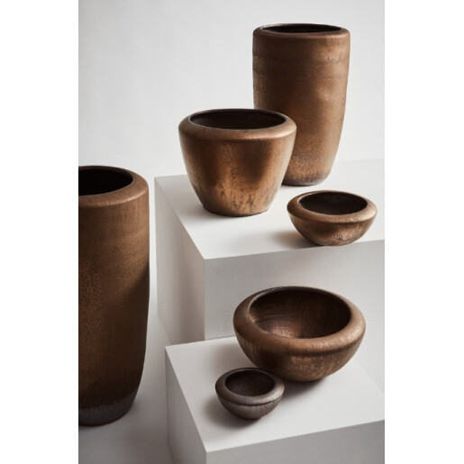 Vaza flori teracota bronz gri Pathom Ø37,5x77h