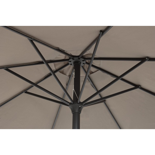 Umbrela de gradina cu picior din fier negru si copertina textil bej Kalife Ø 300 cm x 242 h