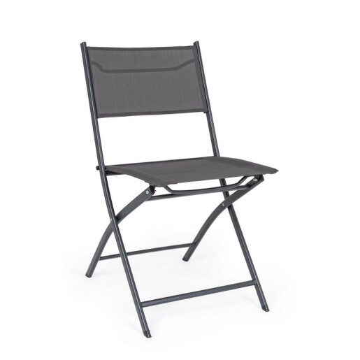 Set 4 scaune gradina, terasa otel textilen gri charcoal Martinez 46x58x80h