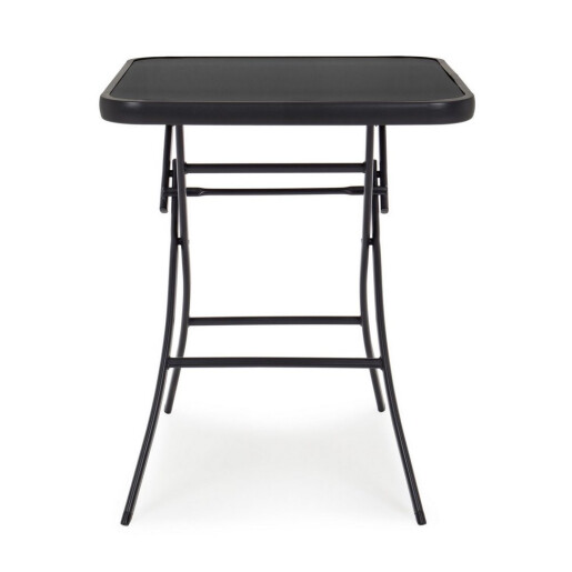 Masa gradina, terasa pliabila otel sticla neagra Martinez 60x60x70h