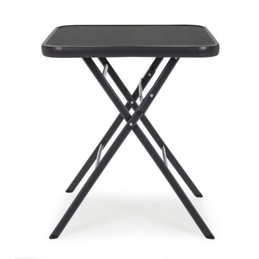 Masa gradina, terasa pliabila otel sticla neagra Martinez 60x60x70h