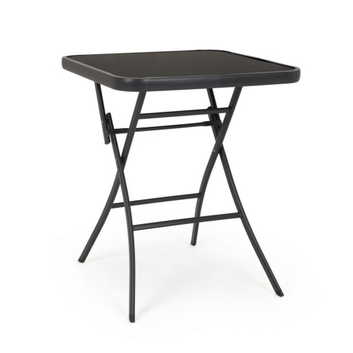 Masa gradina, terasa pliabila otel sticla neagra Martinez 60x60x70h