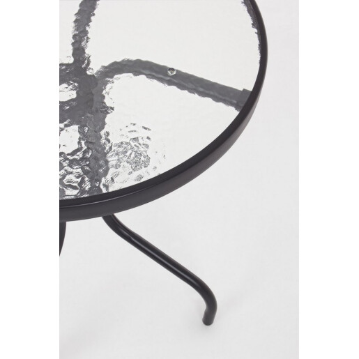 Masa gradina, terasa otel negru sticla Ripley Ø60x70h