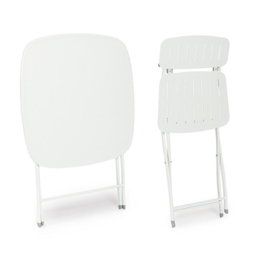 Set mobilier gradina otel alb Yvonne A:44x50x85h ; 70x70x72h