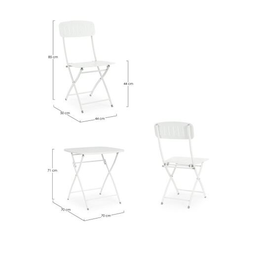 Set mobilier gradina otel alb Yvonne A:44x50x85h ; 70x70x72h