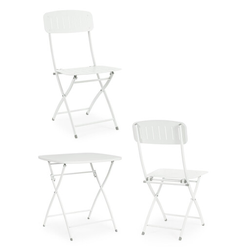 Set mobilier gradina otel alb Yvonne A:44x50x85h ; 70x70x72h