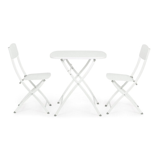 Set mobilier gradina otel alb Yvonne A:44x50x85h ; 70x70x72h