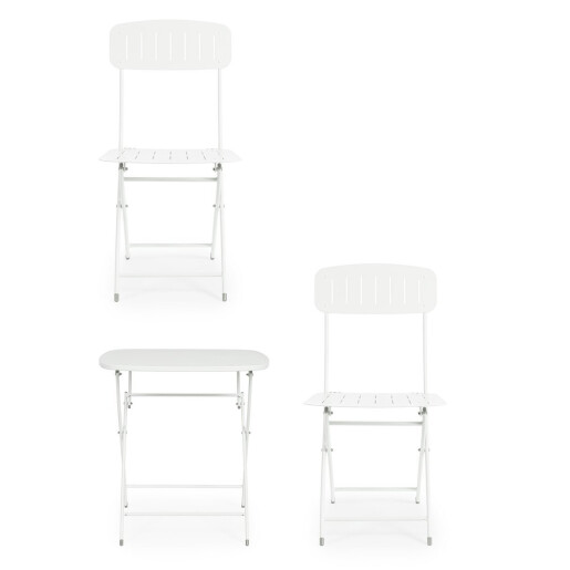 Set mobilier gradina otel alb Yvonne A:44x50x85h ; 70x70x72h