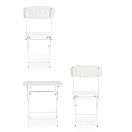 Set mobilier gradina otel alb Yvonne A:44x50x85h ; 70x70x72h
