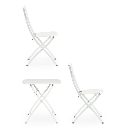 Set mobilier gradina otel alb Yvonne A:44x50x85h ; 70x70x72h