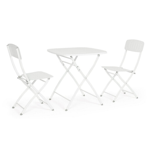 Set mobilier gradina otel alb Yvonne A:44x50x85h ; 70x70x72h