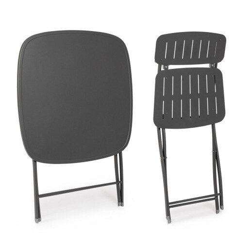 Set mobilier gradina otel gri Yvonne 44x50x85h ; 70x70x72h