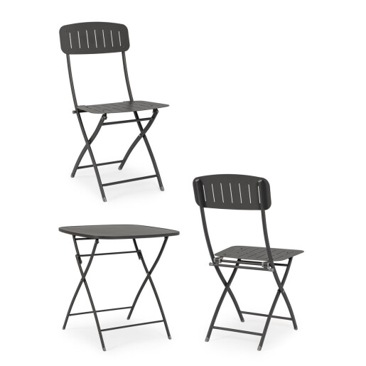 Set mobilier gradina otel gri Yvonne 44x50x85h ; 70x70x72h