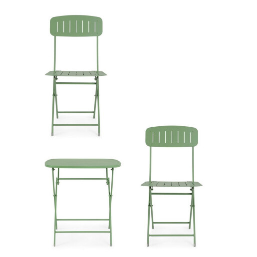 Set mobilier gradina masa, 2 scaune otel verde Yvonne 44x50x85h, 70x70x72h