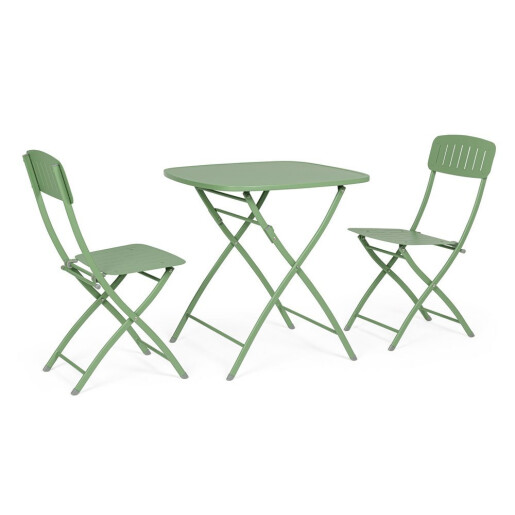 Set mobilier gradina masa, 2 scaune otel verde Yvonne 44x50x85h, 70x70x72h