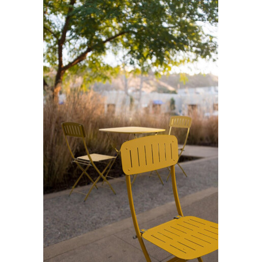 Set mobilier gradina masa, 2 scaune otel ocru Yvonne 44x50x85h, 70x70x72h