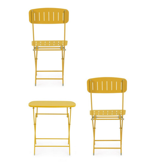 Set mobilier gradina masa, 2 scaune otel ocru Yvonne 44x50x85h, 70x70x72h