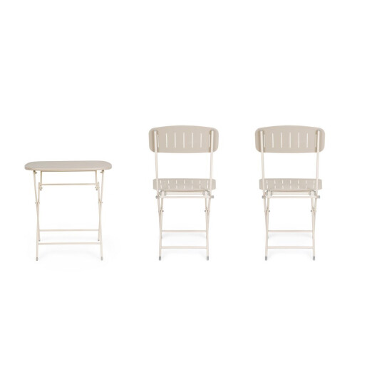 Set mobilier gradina masa, 2 scaune otel champagne Yvonne 44x50x85h, 70x70x72h