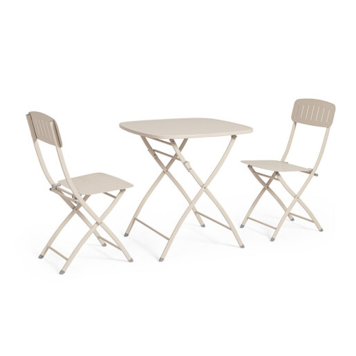 Set mobilier gradina masa, 2 scaune otel champagne Yvonne 44x50x85h, 70x70x72h