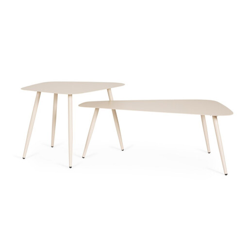 Set 2 masute cafea otel champagne Yvonne 54.5x52.5x45h; 96x55x35h