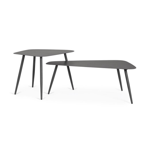 Set 2 masute cafea otel gri antracit Yvonne 54.5x52.5x45h; 96x55x35h