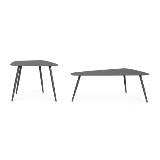 Set 2 masute cafea otel gri antracit Yvonne 54.5x52.5x45h; 96x55x35h