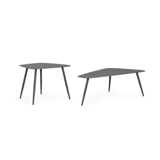 Set 2 masute cafea otel gri antracit Yvonne 54.5x52.5x45h; 96x55x35h