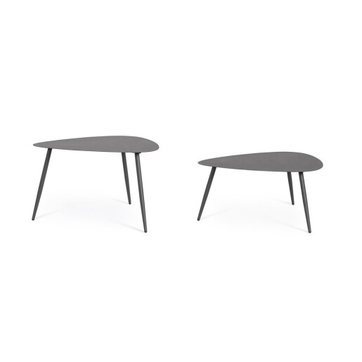 Set 2 masute cafea otel gri antracit Yvonne 77.5x73.5x35h; 77.5x73.5x45h