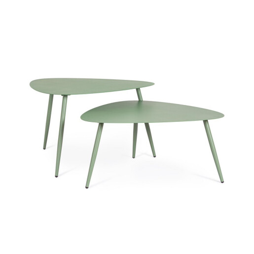 Set 2 masute cafea otel verde Yvonne 77.5x73.5x35h; 77.5x73.5x45h