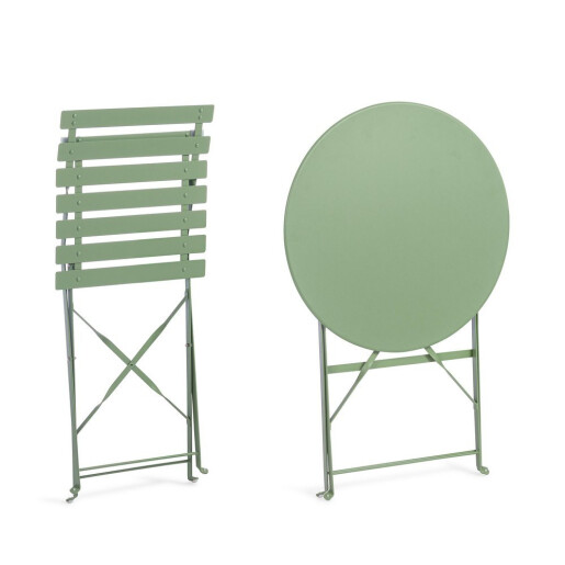 Set mobilier gradina masa, 2 scaune otel verde Austin 41x46x80x44h1(x2); ø60x71h