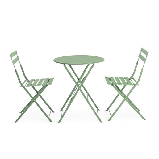 Set mobilier gradina masa, 2 scaune otel verde Austin 41x46x80x44h1(x2); ø60x71h